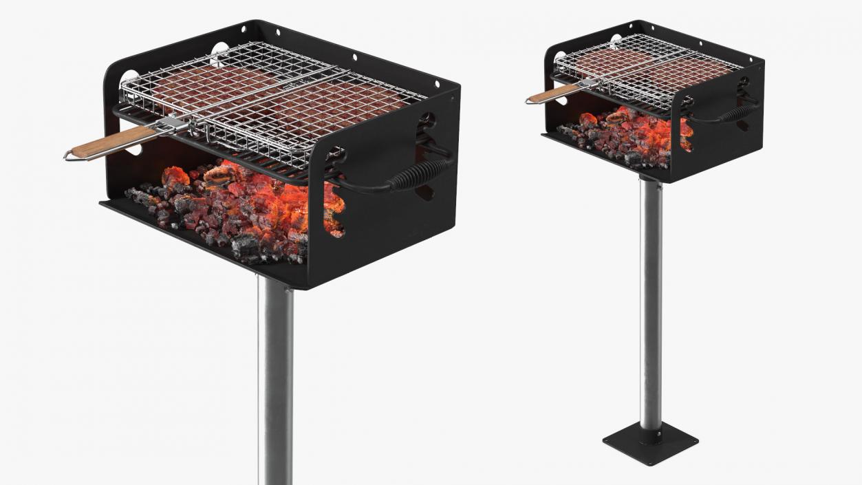 3D model Charcoal Grill with BBQ Grate and Burger Patties 2