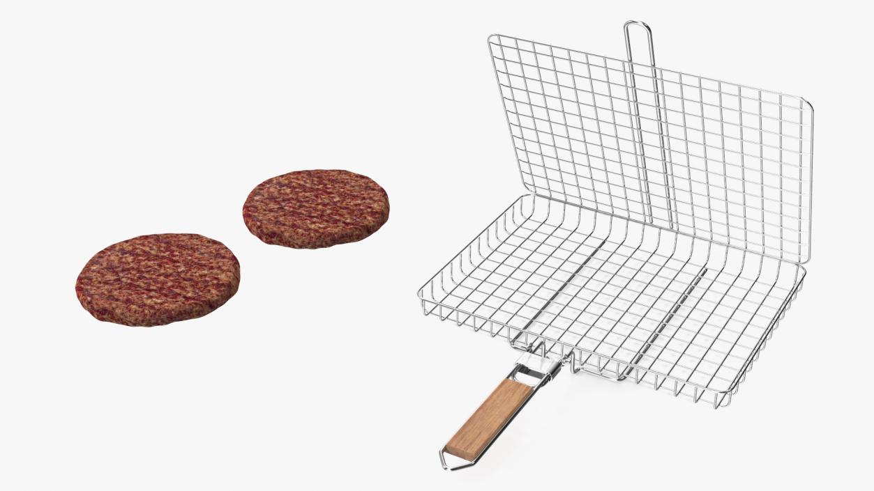 3D model Charcoal Grill with BBQ Grate and Burger Patties 2