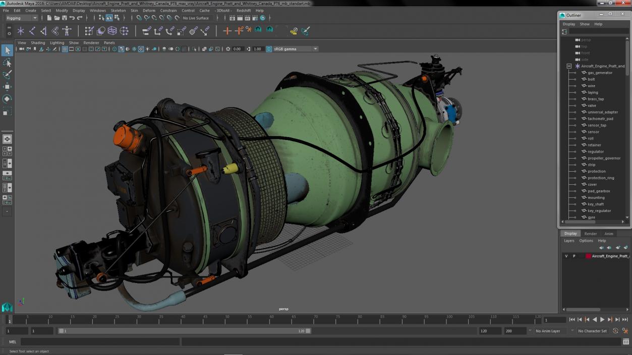 Aircraft Engine Pratt and Whitney Canada PT6 3D model