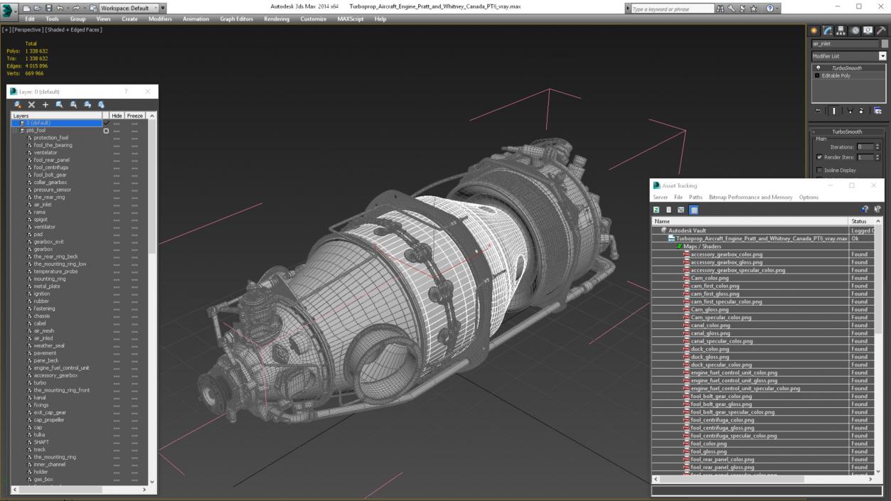 Aircraft Engine Pratt and Whitney Canada PT6 3D model