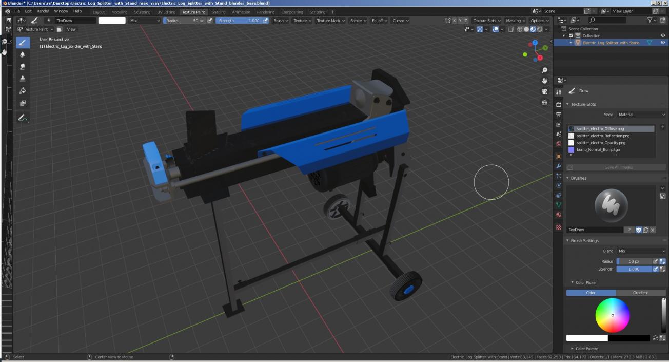 Electric Log Splitter with Stand 3D