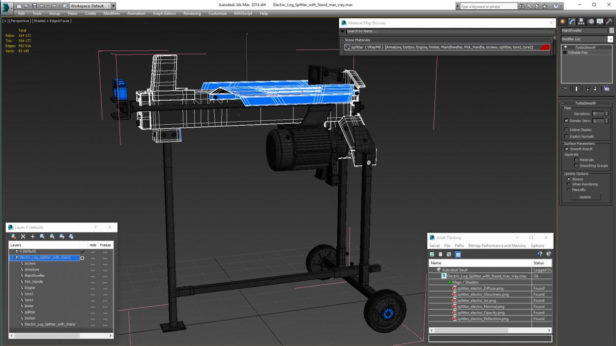 Electric Log Splitter with Stand 3D