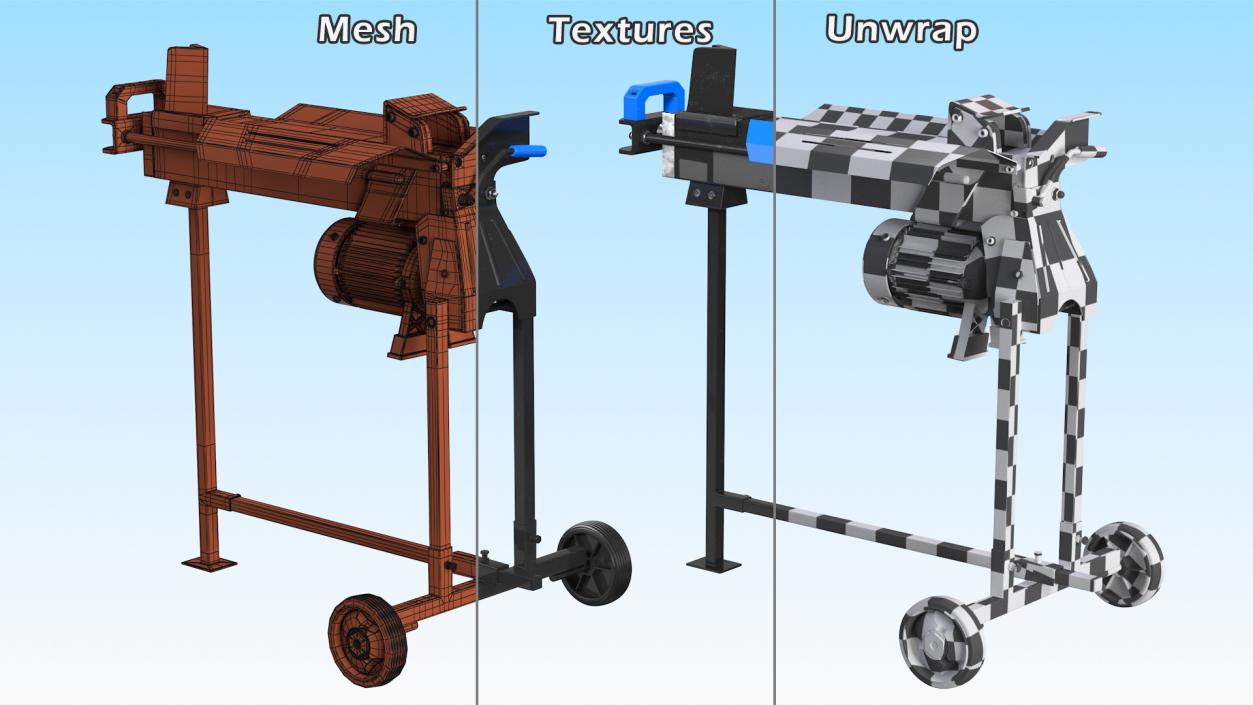 Electric Log Splitter with Stand 3D