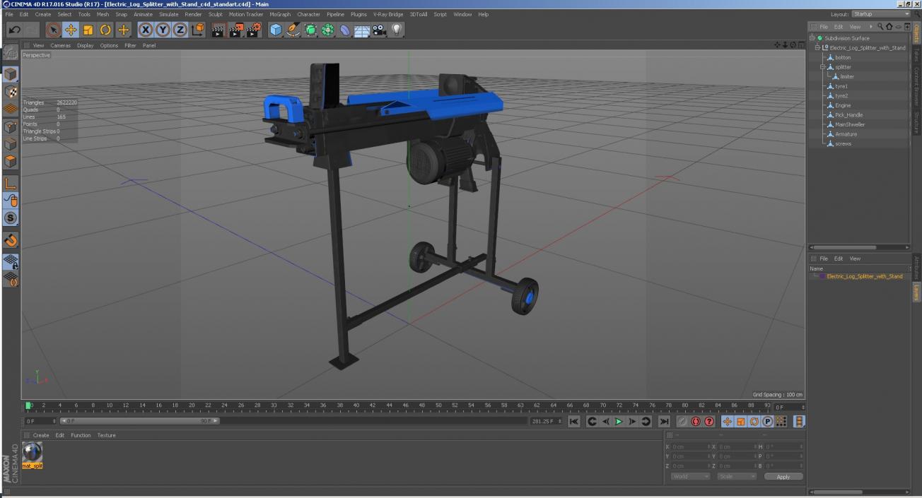 Electric Log Splitter with Stand 3D