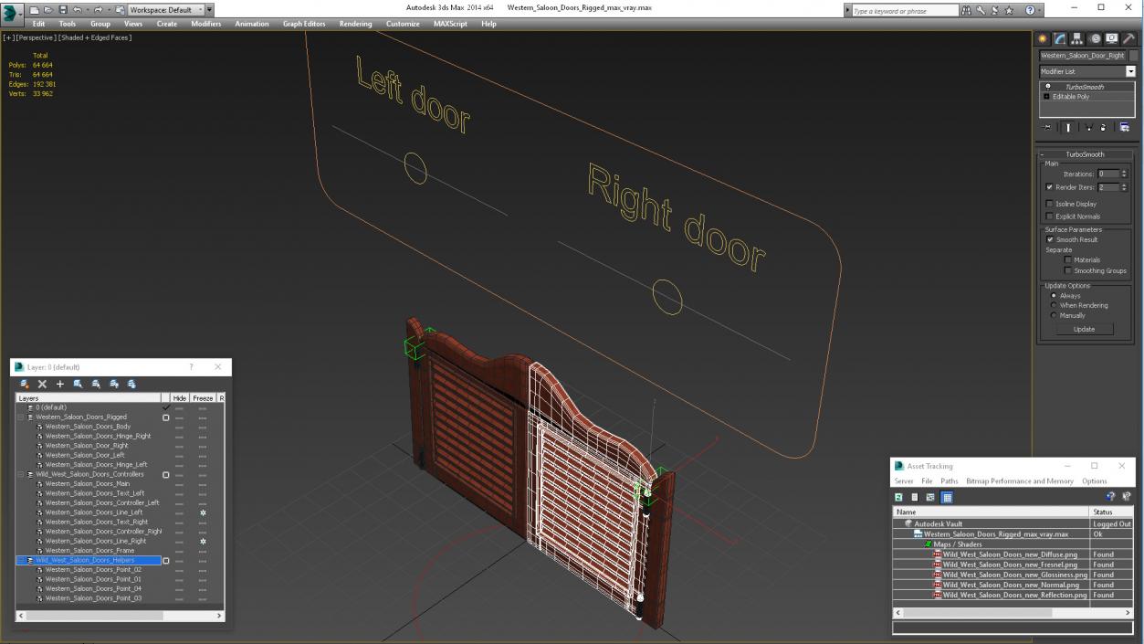 Western Saloon Doors Rigged 3D