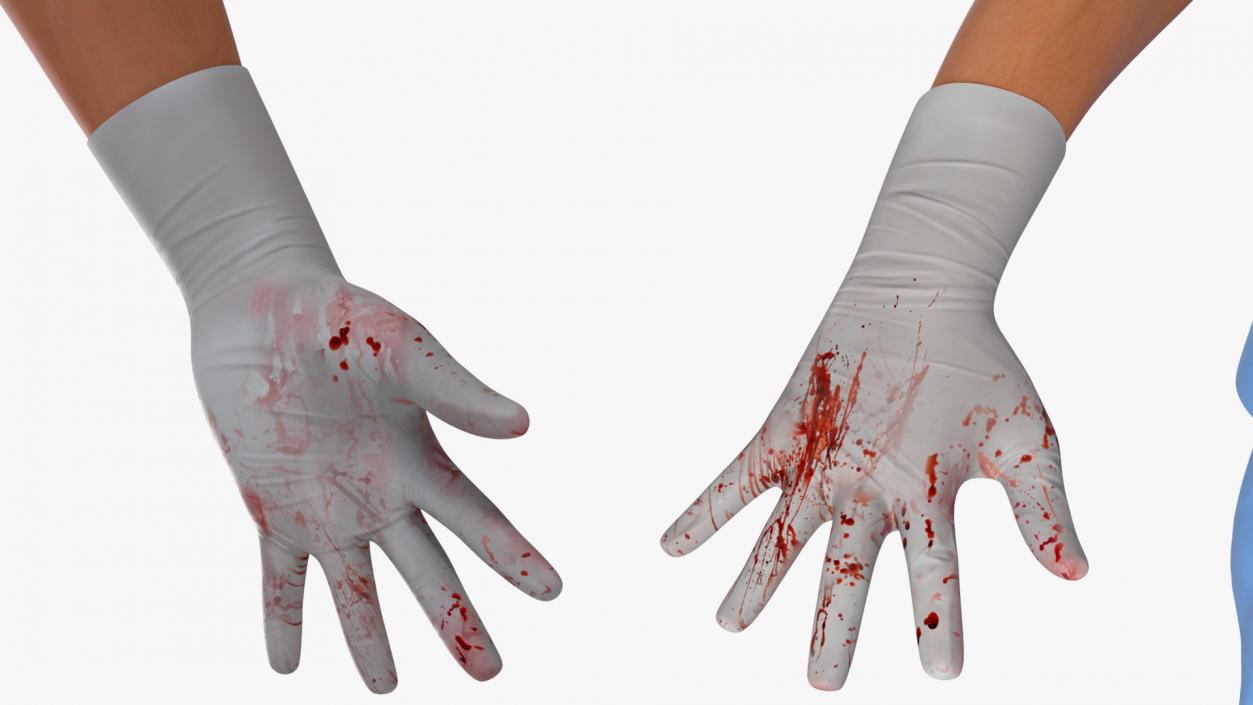 Young Asian Male Doctor Blood Stained Rigged 3D model