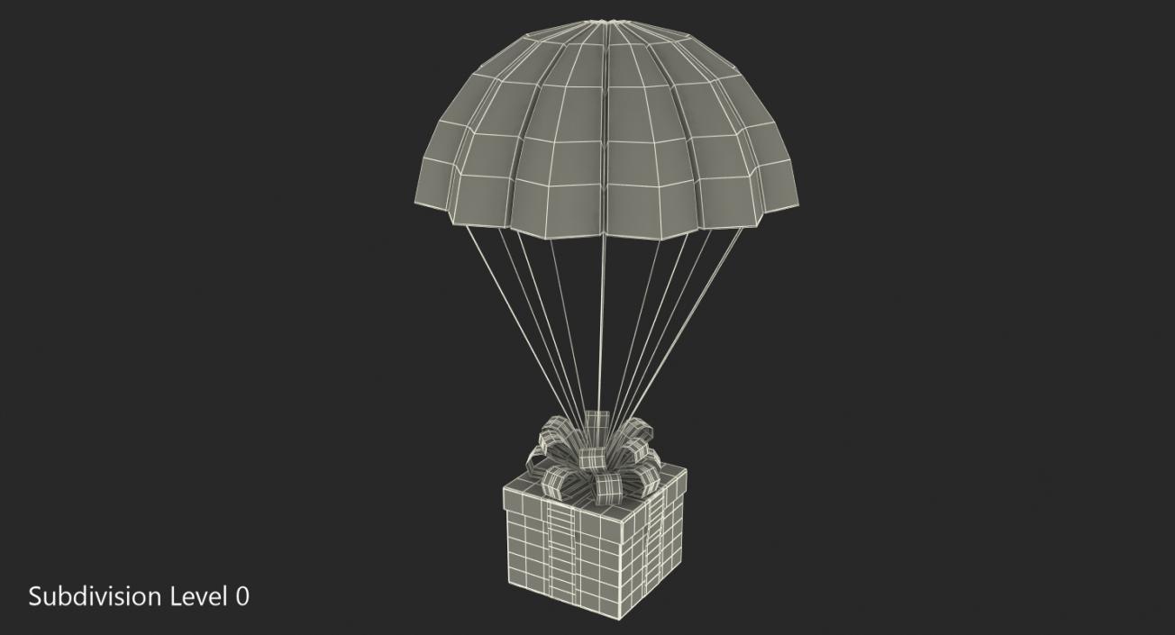 3D Parachute With Gift Box model