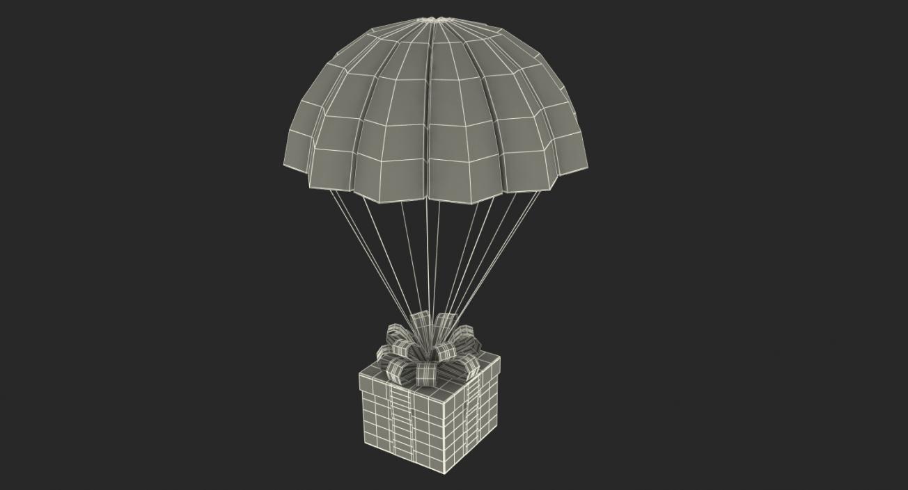 3D Parachute With Gift Box model