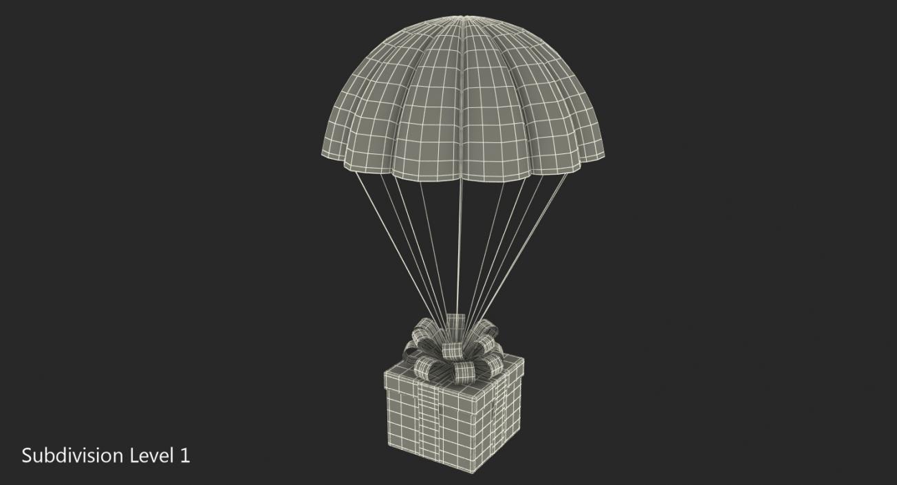 3D Parachute With Gift Box model