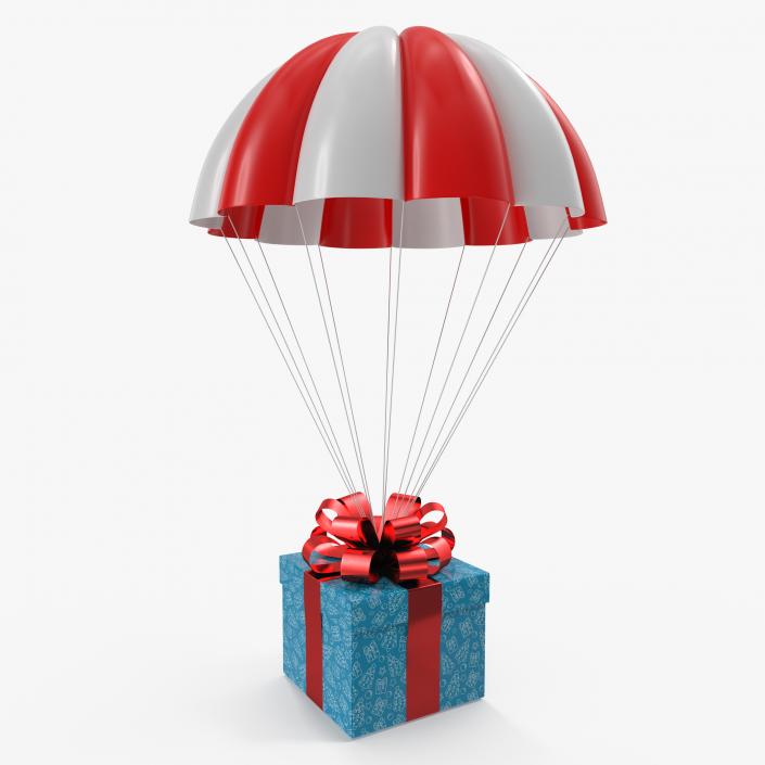 3D Parachute With Gift Box model