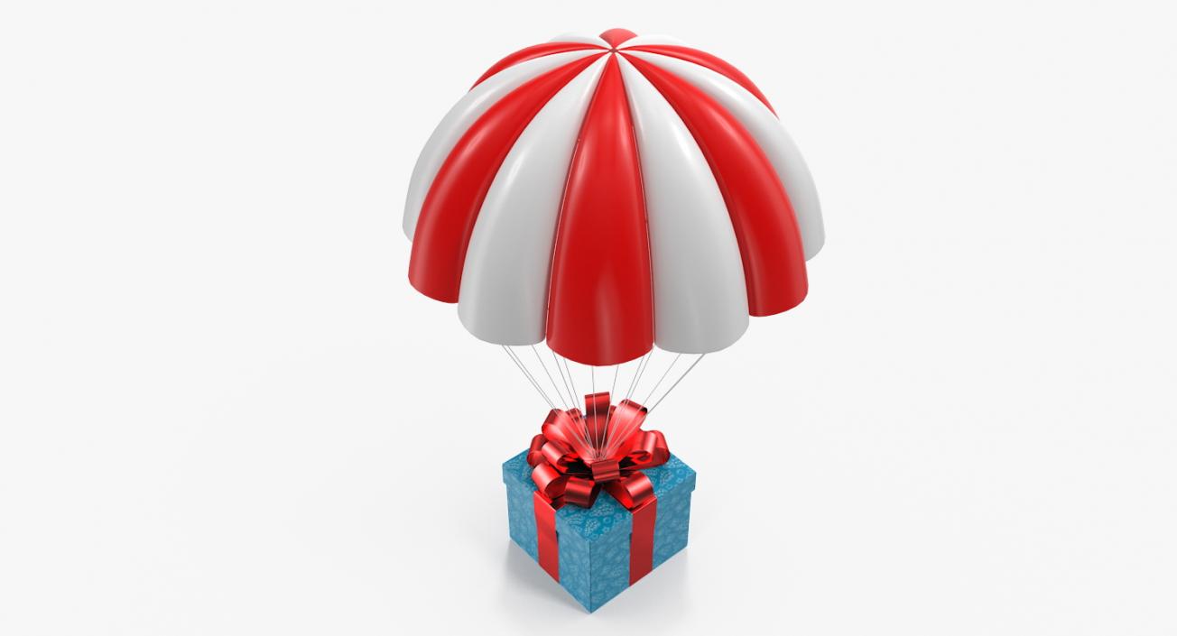 3D Parachute With Gift Box model