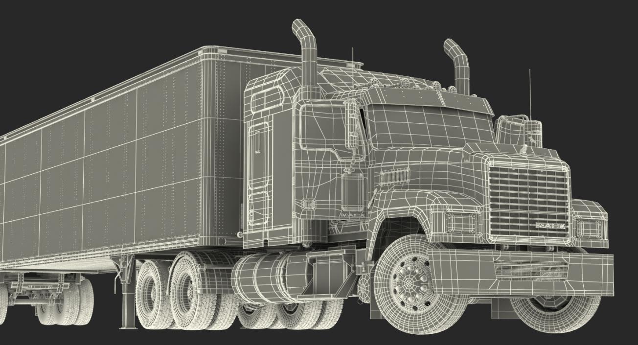 3D Trailer Truck Mack CHU613 Truck Rigged model