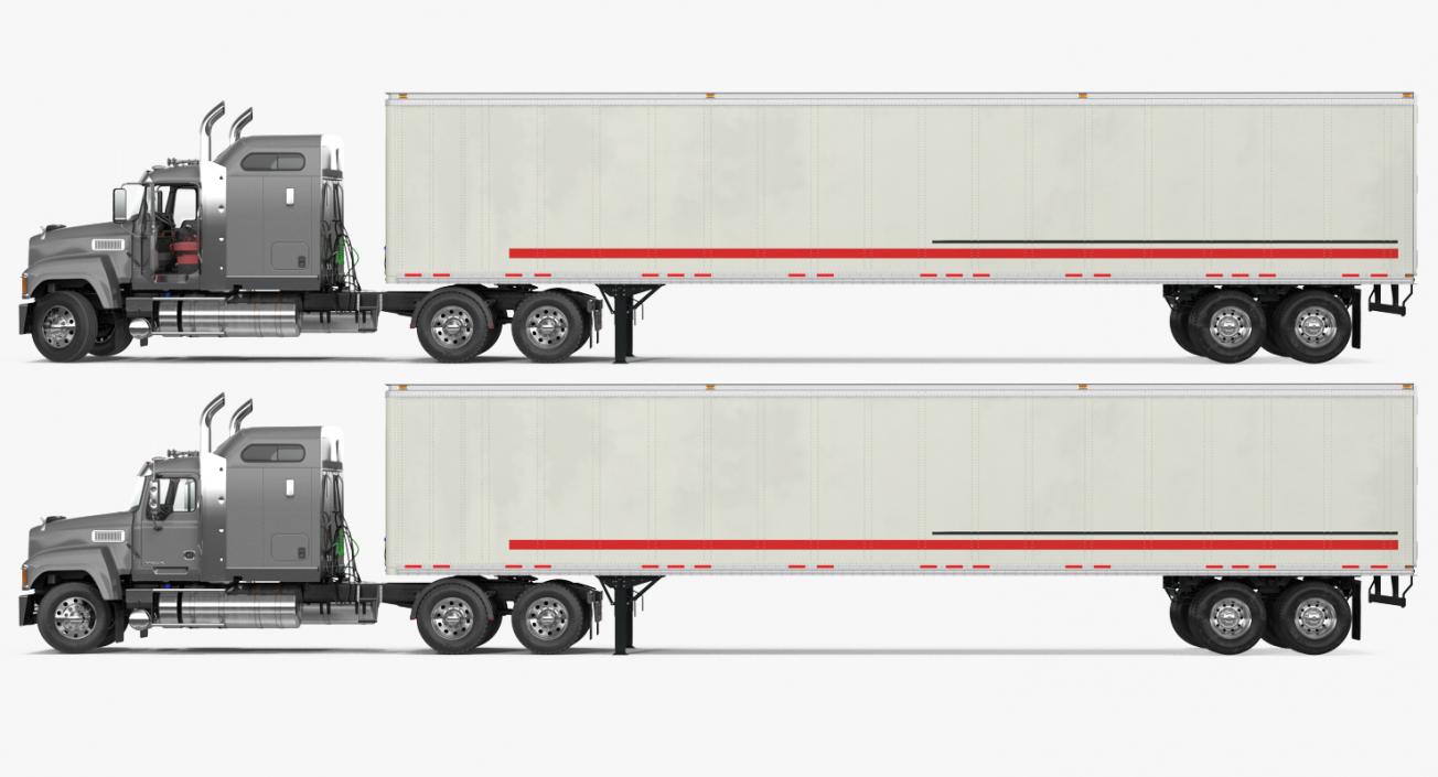 3D Trailer Truck Mack CHU613 Truck Rigged model