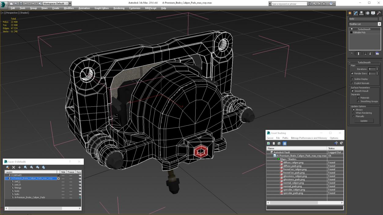 3D A-Premium Brake Caliper Pads model