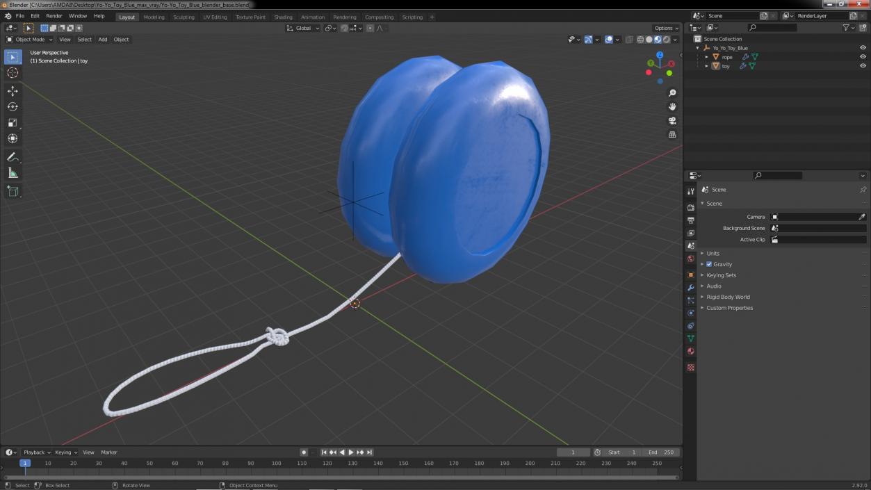 Yo-Yo Toy Blue 3D model