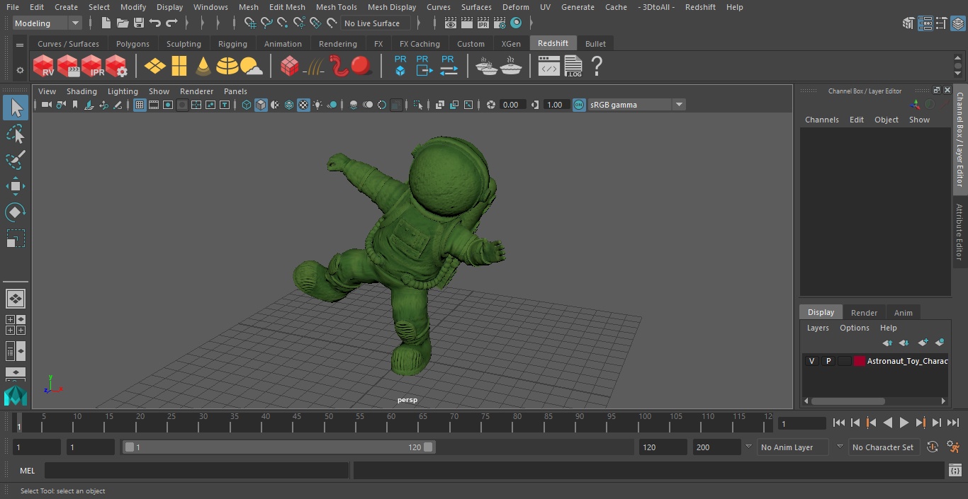 Astronaut Toy Character Green Dancing Pose 3D