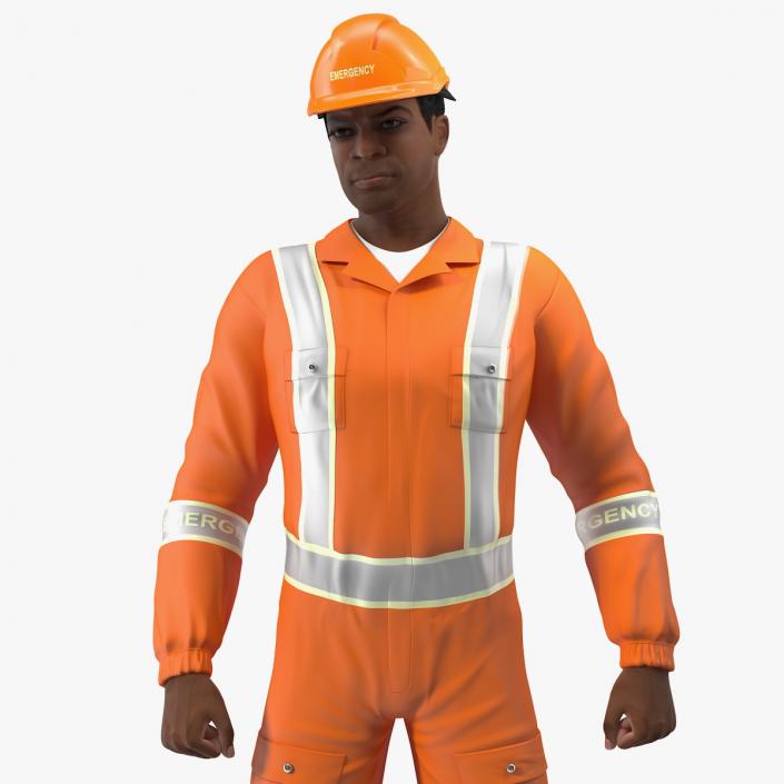 3D Light Skin Black Disaster Rescuer model