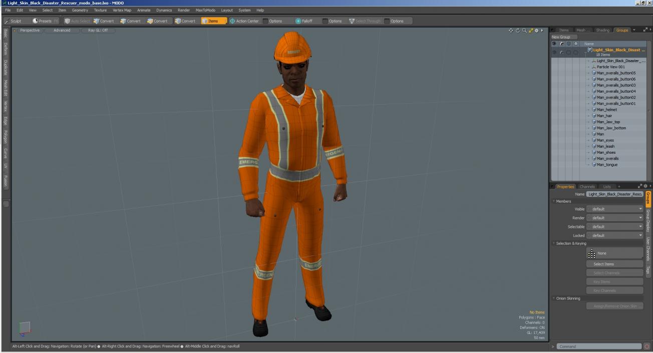 3D Light Skin Black Disaster Rescuer model