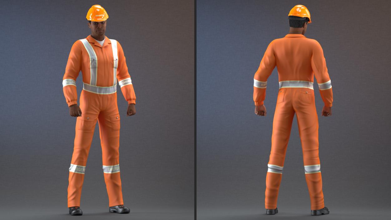 3D Light Skin Black Disaster Rescuer model