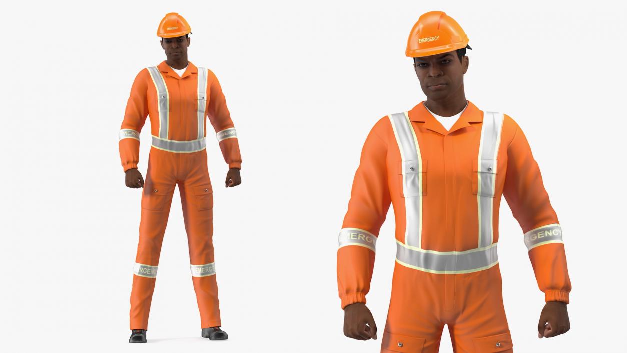 3D Light Skin Black Disaster Rescuer model