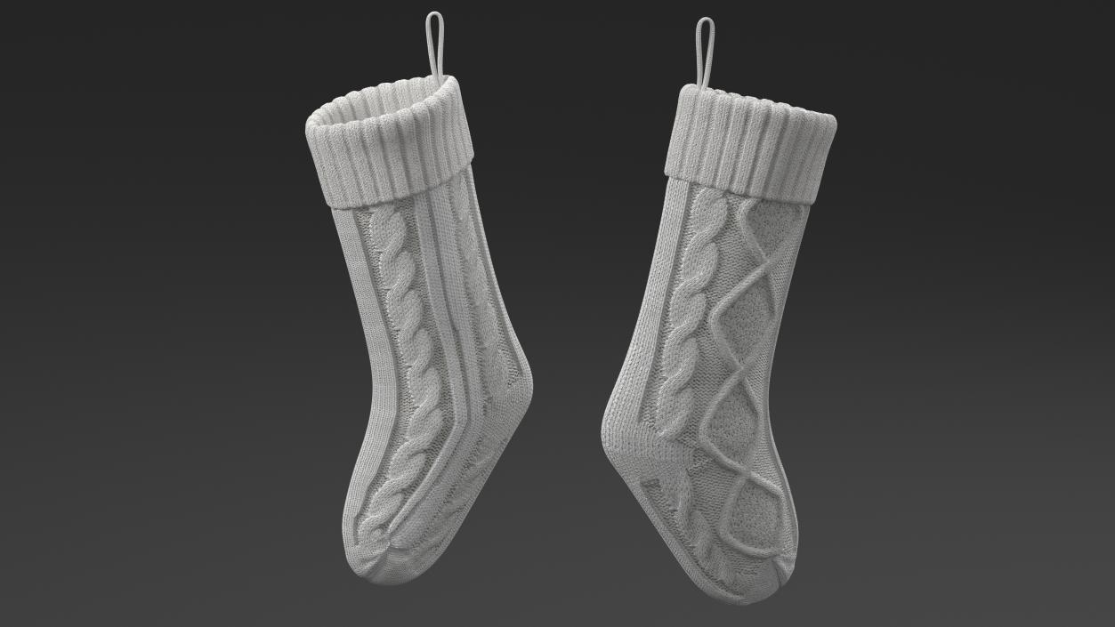 3D model Knitted Christmas Stocking in White