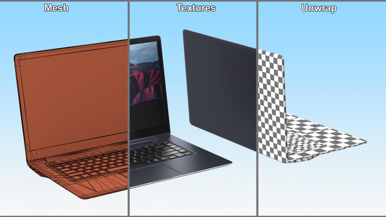 3D Slim Design Laptop model