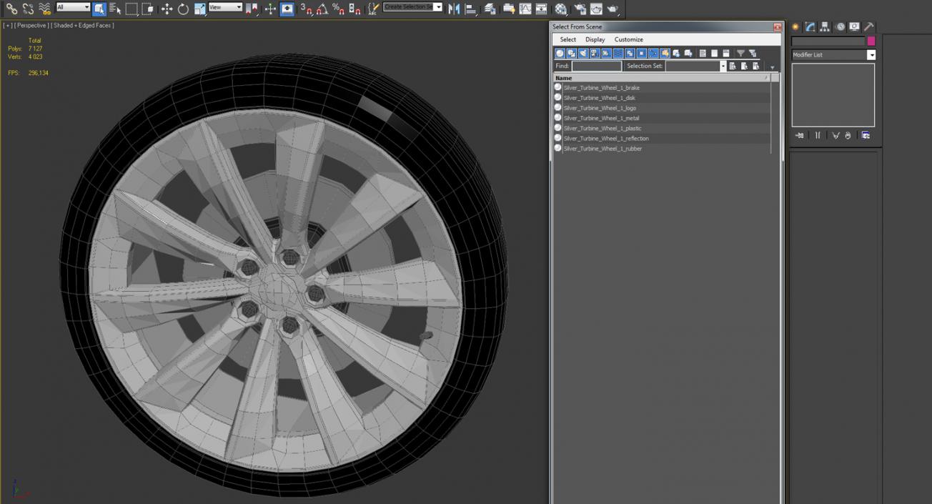 3D Tesla Silver Turbine Wheel