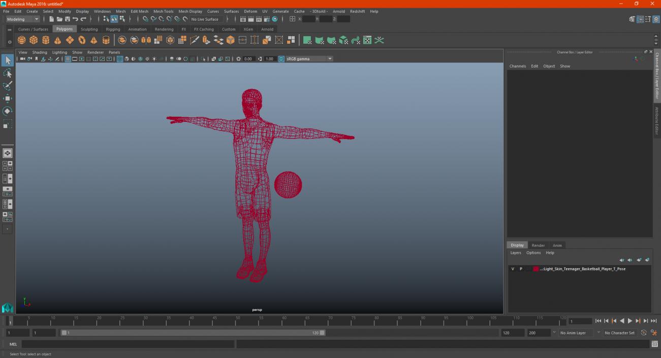 Light Skin Teenager Basketball Player T Pose 3D model