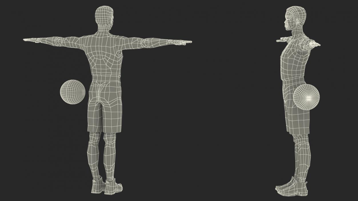 Light Skin Teenager Basketball Player T Pose 3D model