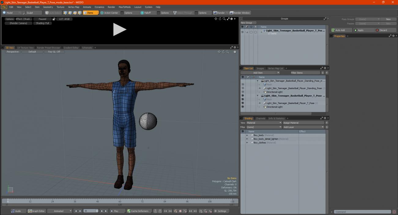 Light Skin Teenager Basketball Player T Pose 3D model