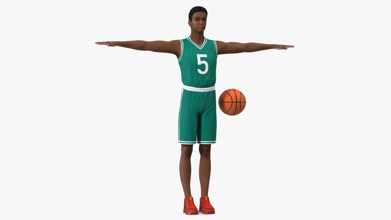 Light Skin Teenager Basketball Player T Pose 3D model