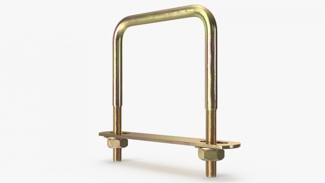 3D model Square U-shaped Bolt Brackets Boat Brass