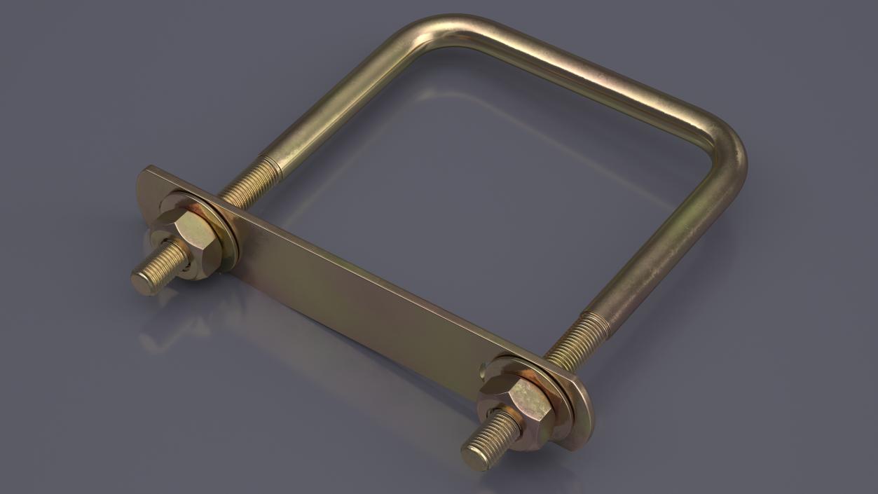 3D model Square U-shaped Bolt Brackets Boat Brass