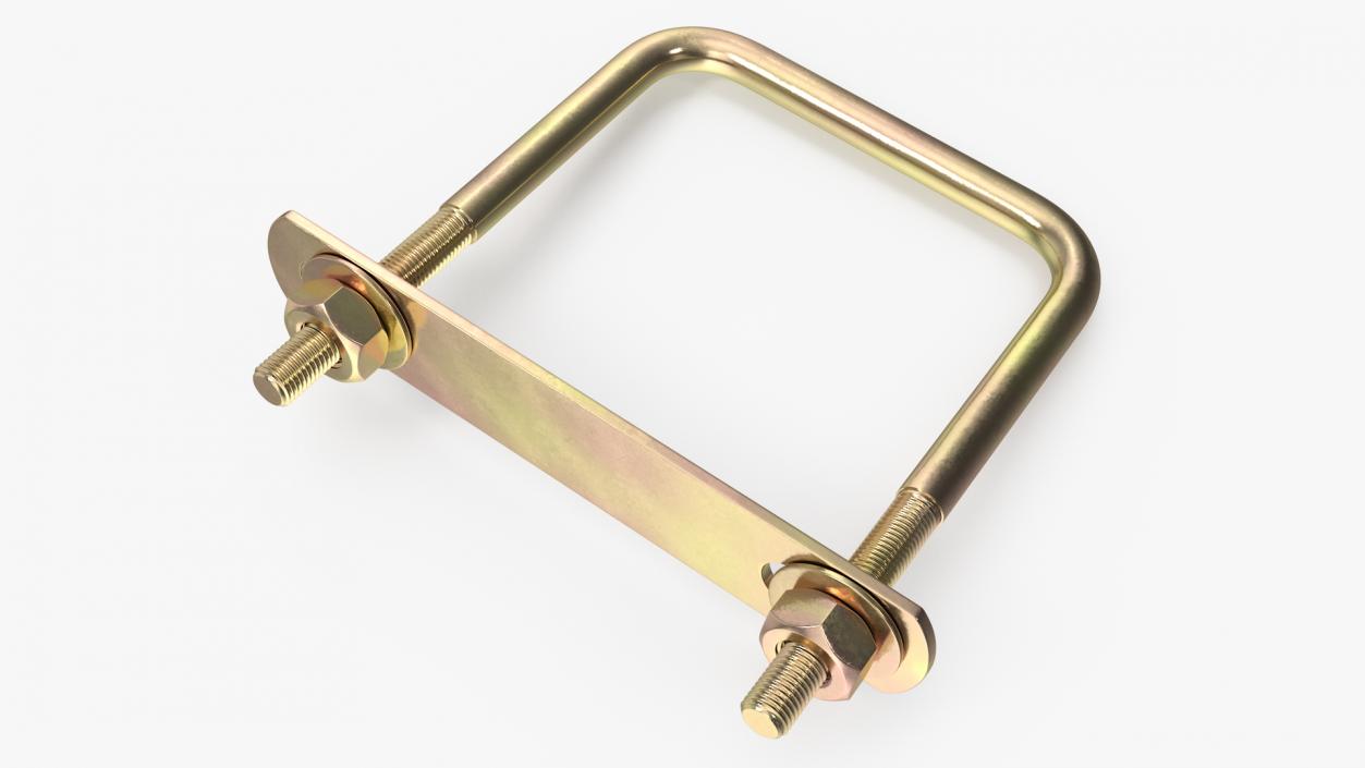 3D model Square U-shaped Bolt Brackets Boat Brass