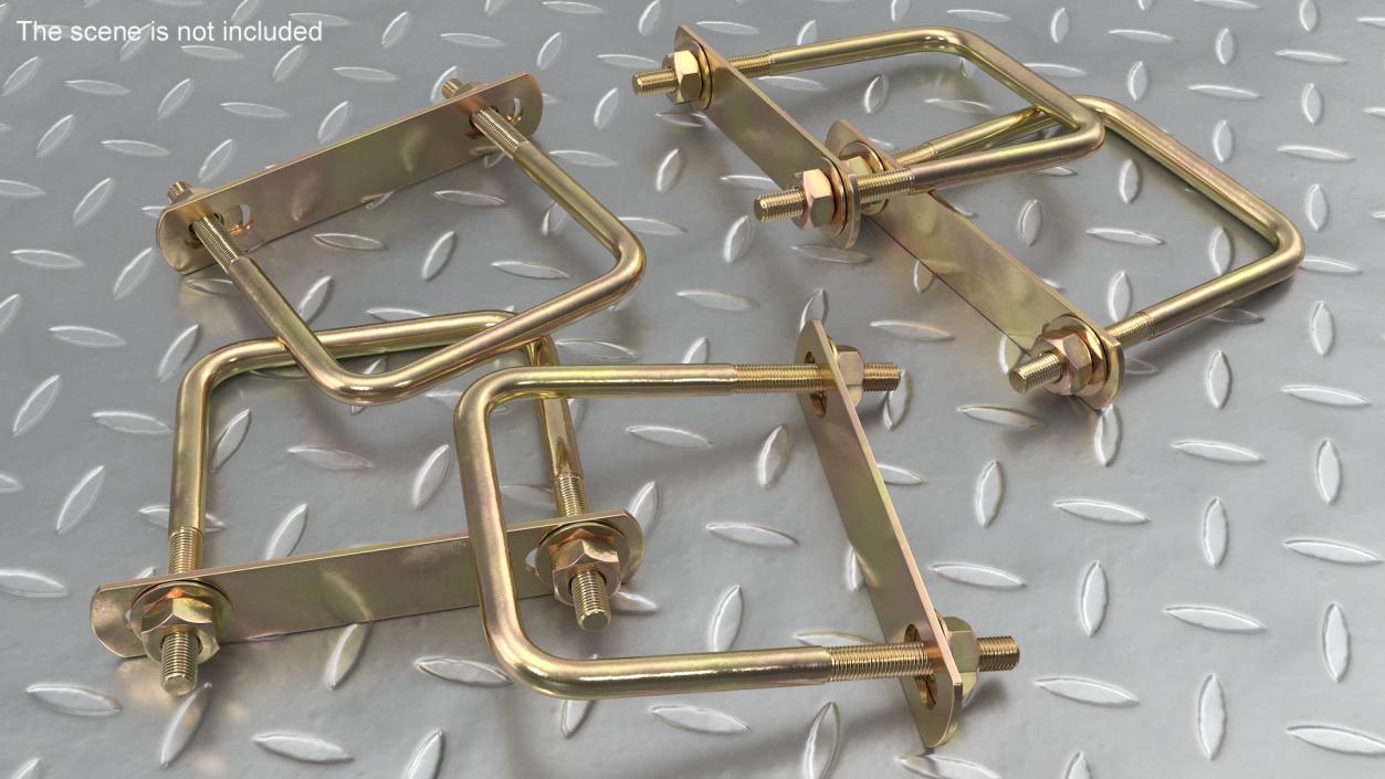 3D model Square U-shaped Bolt Brackets Boat Brass