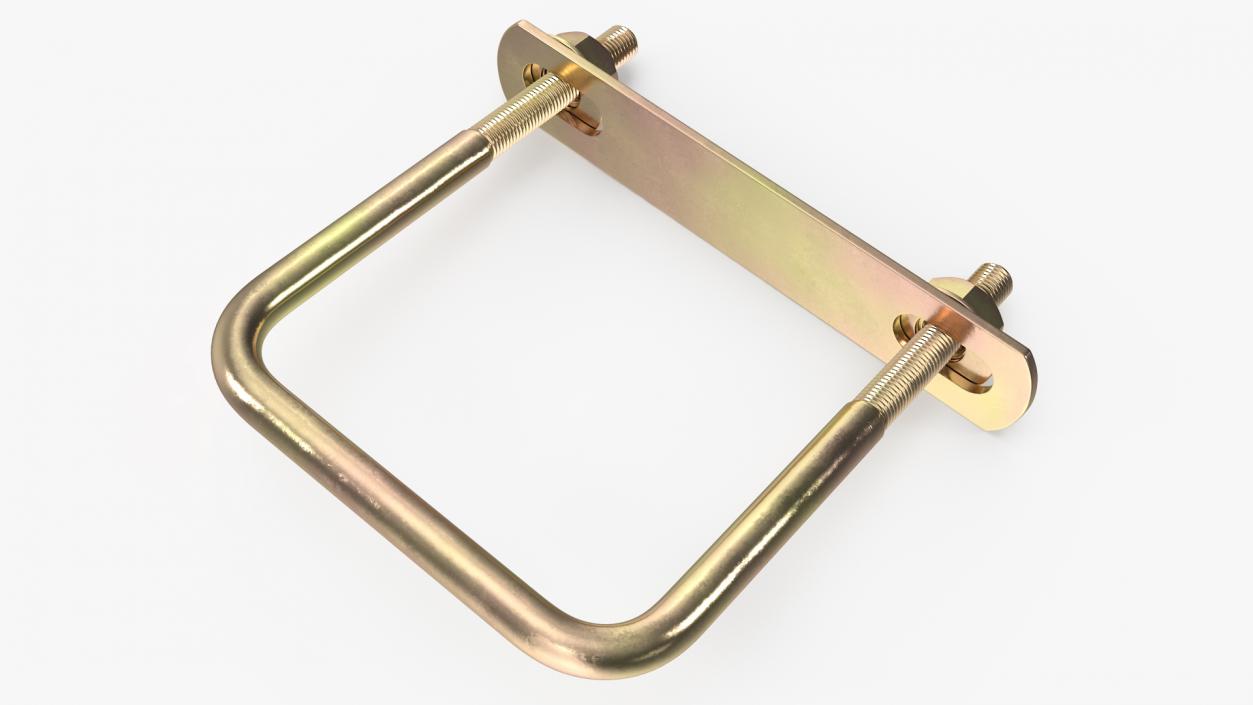 3D model Square U-shaped Bolt Brackets Boat Brass