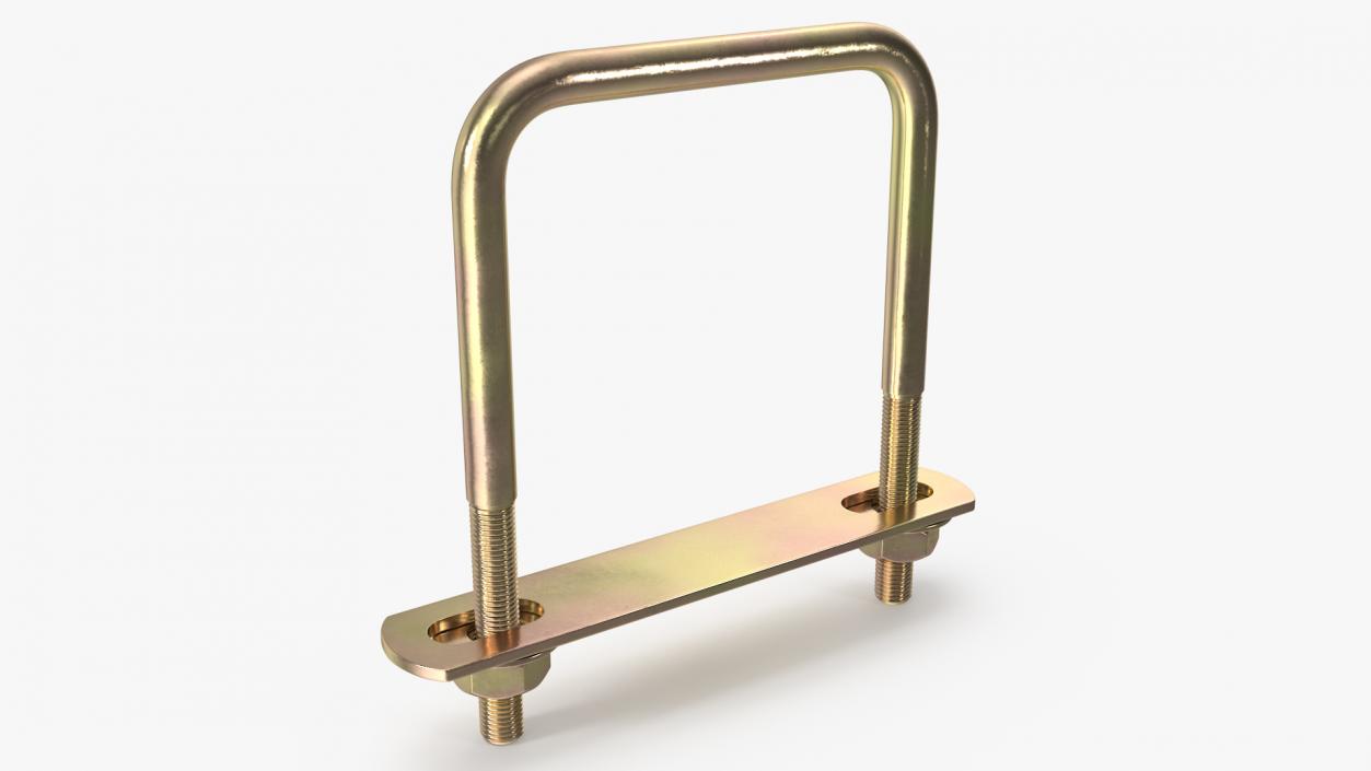 3D model Square U-shaped Bolt Brackets Boat Brass