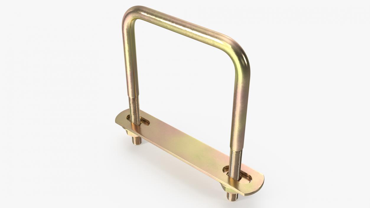 3D model Square U-shaped Bolt Brackets Boat Brass