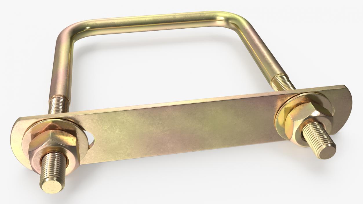 3D model Square U-shaped Bolt Brackets Boat Brass