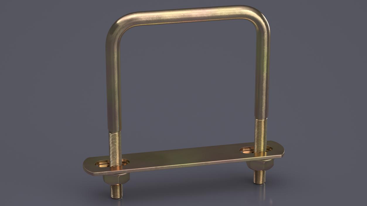 3D model Square U-shaped Bolt Brackets Boat Brass