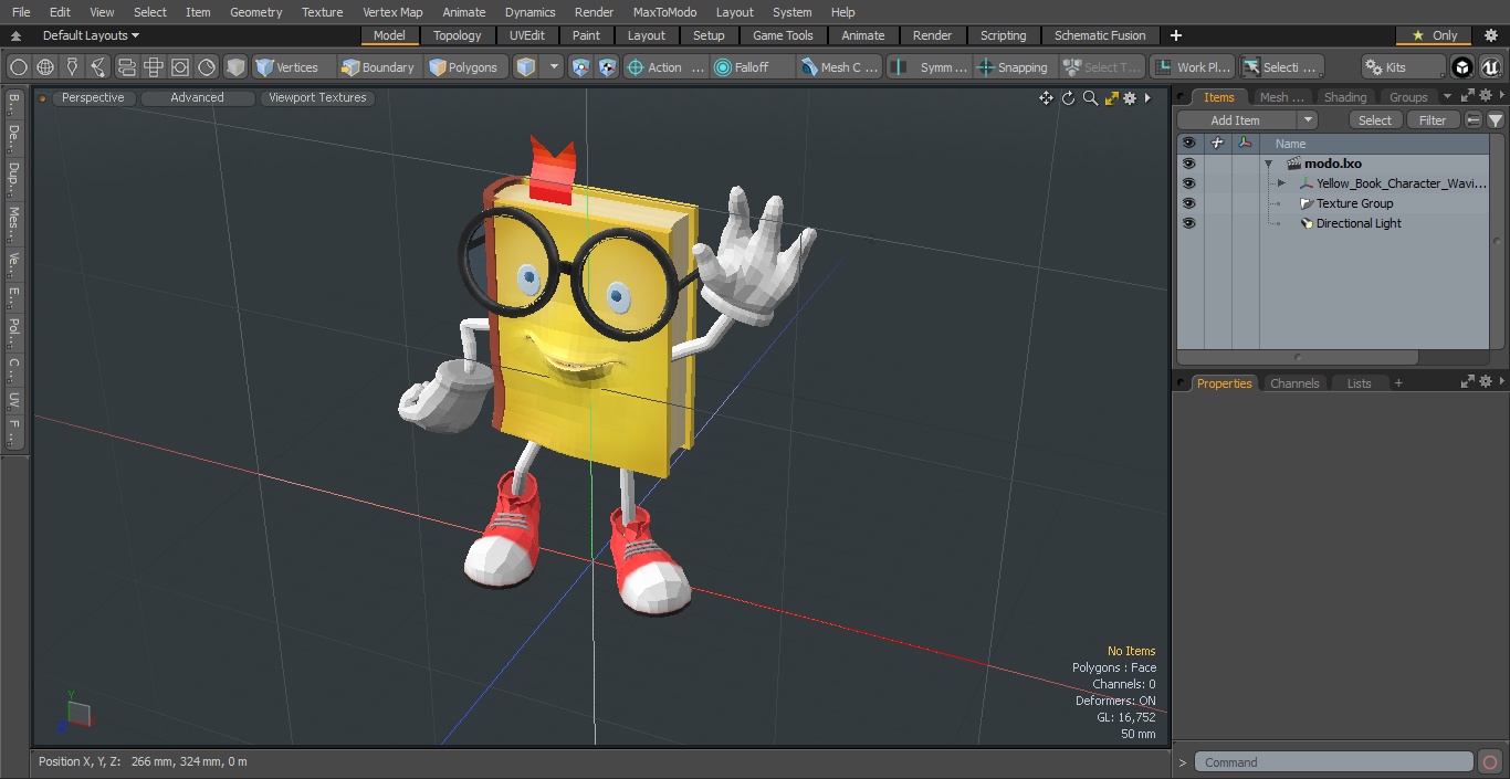 3D Yellow Book Character Waving Pose model