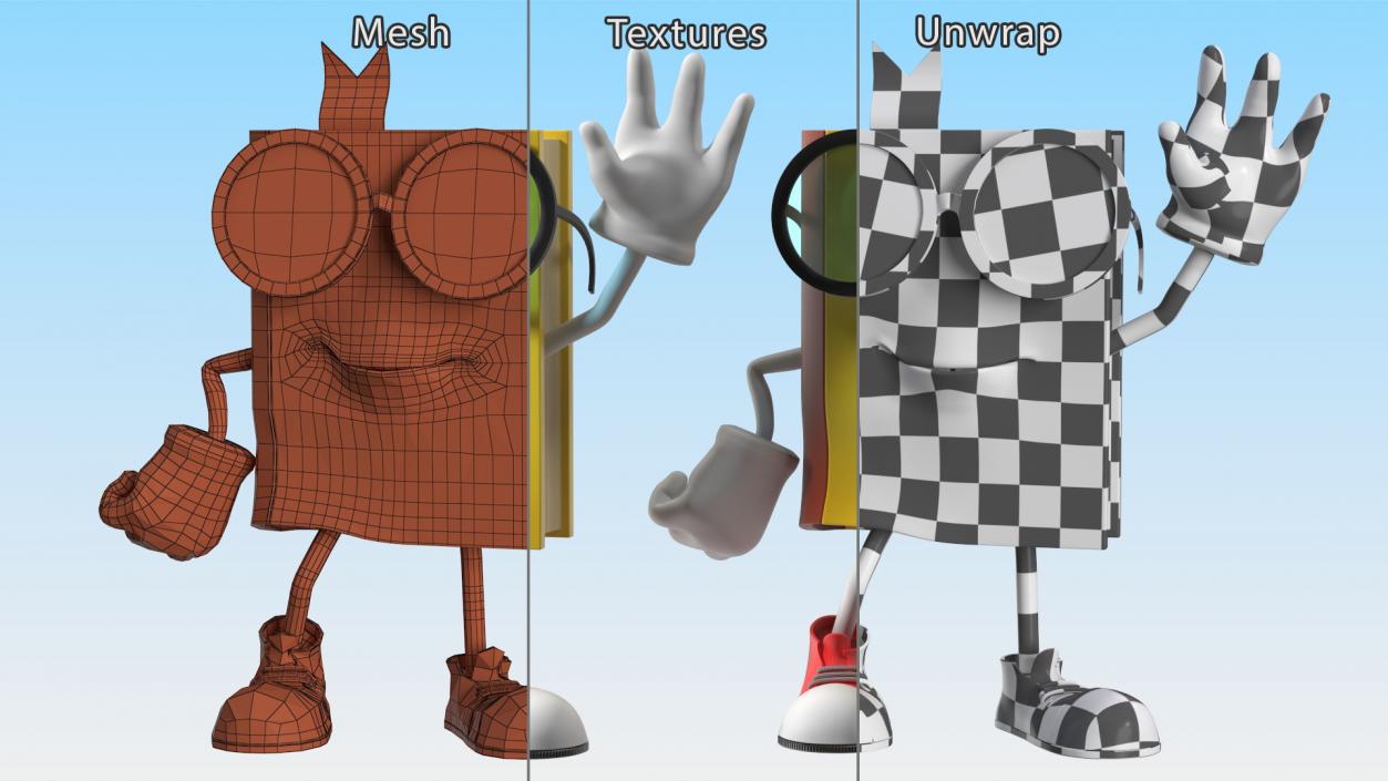 3D Yellow Book Character Waving Pose model