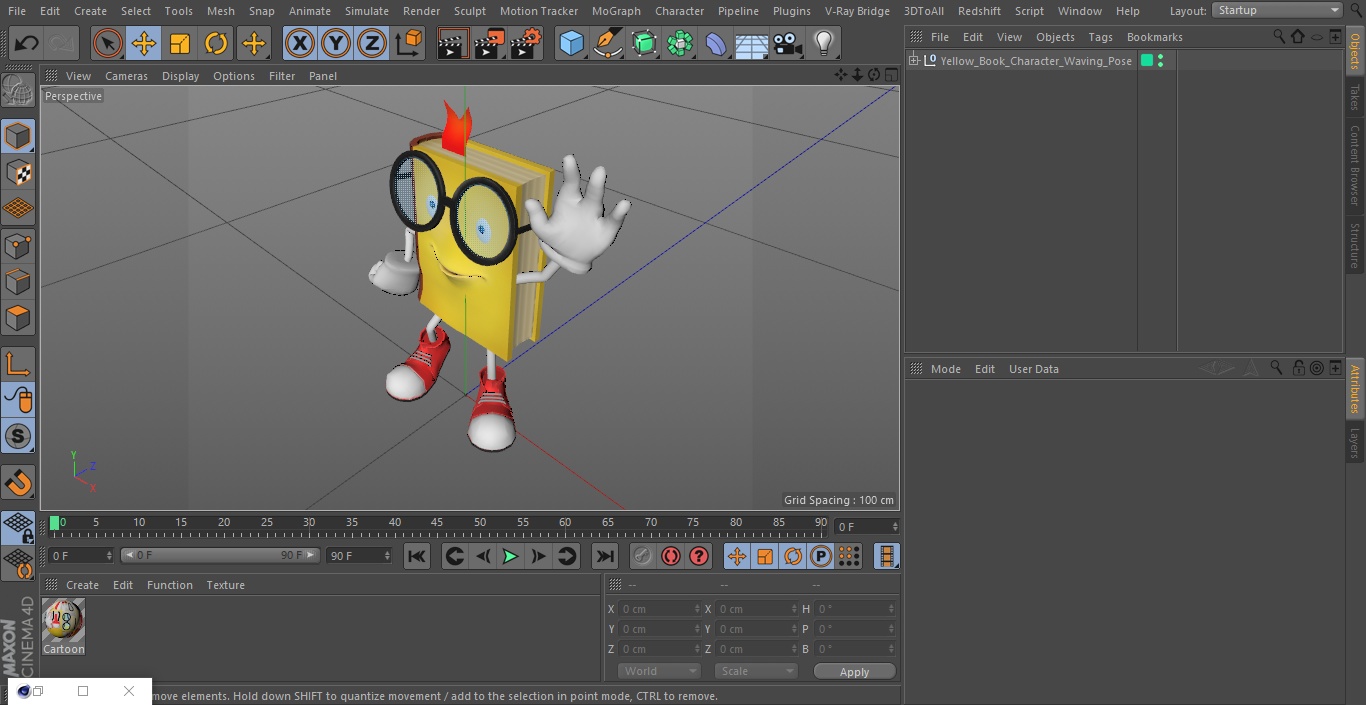 3D Yellow Book Character Waving Pose model