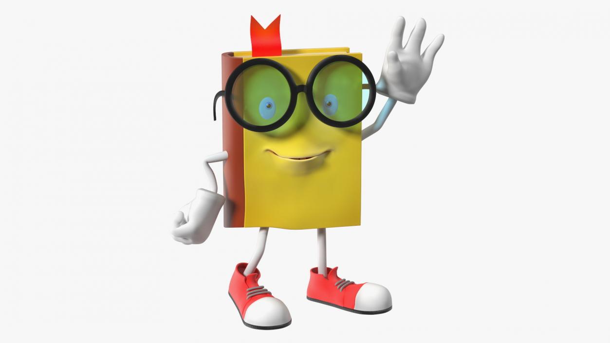 3D Yellow Book Character Waving Pose model