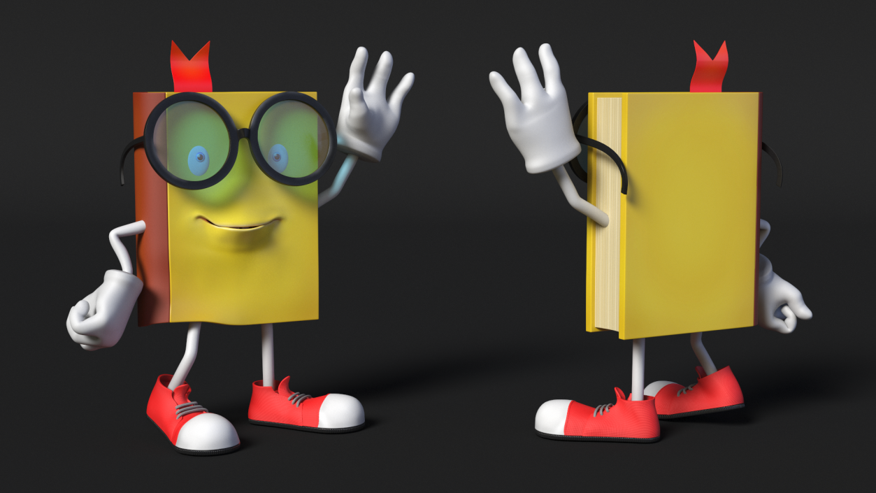 3D Yellow Book Character Waving Pose model