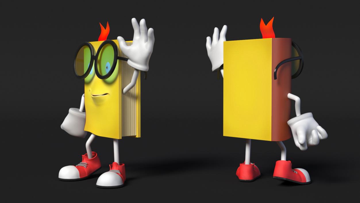 3D Yellow Book Character Waving Pose model