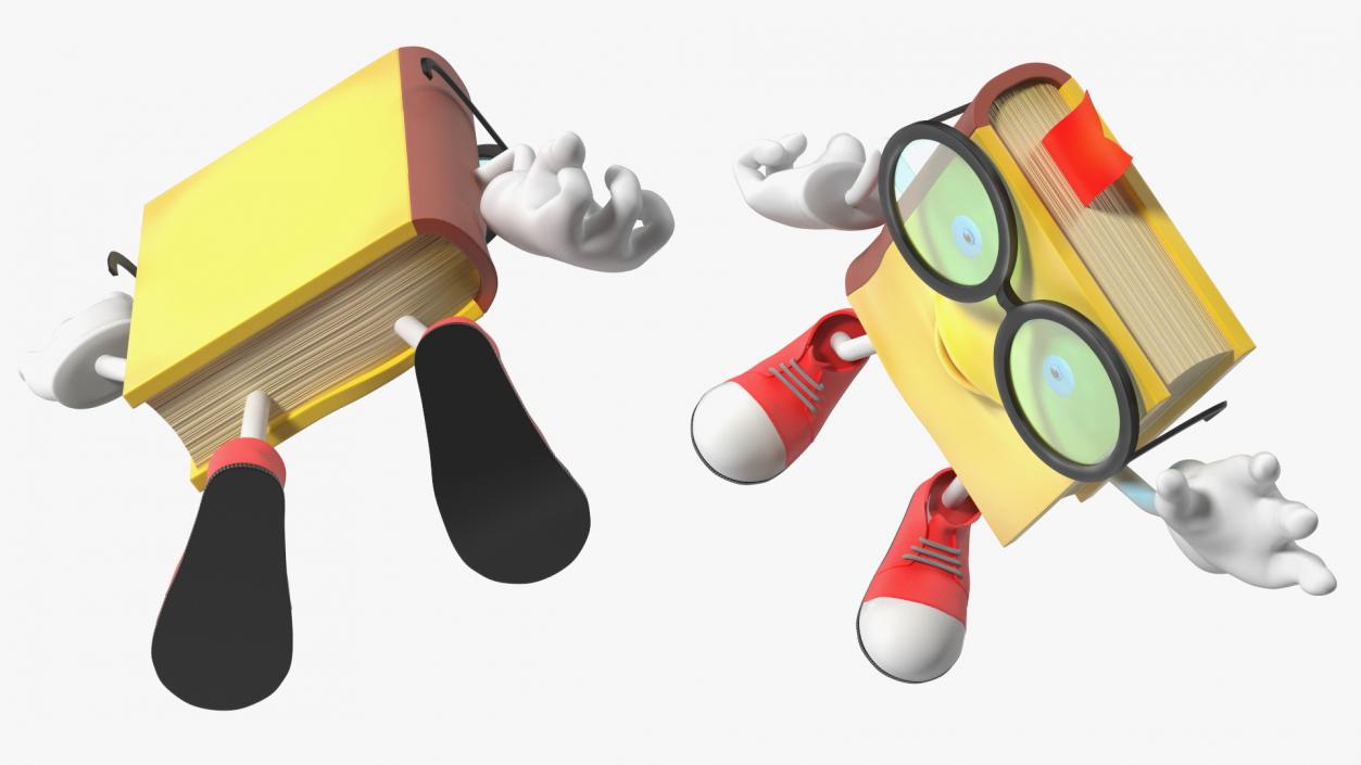 3D Yellow Book Character Waving Pose model