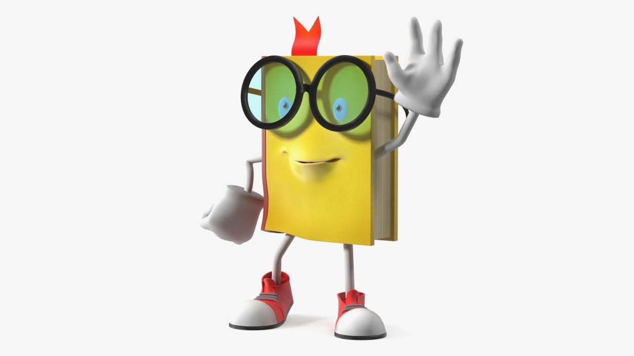 3D Yellow Book Character Waving Pose model