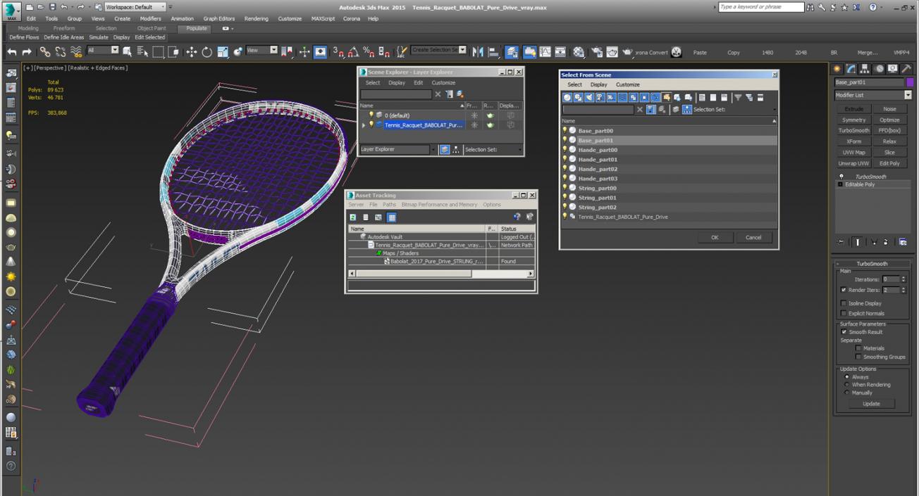 3D Tennis Racquet BABOLAT Pure Drive model