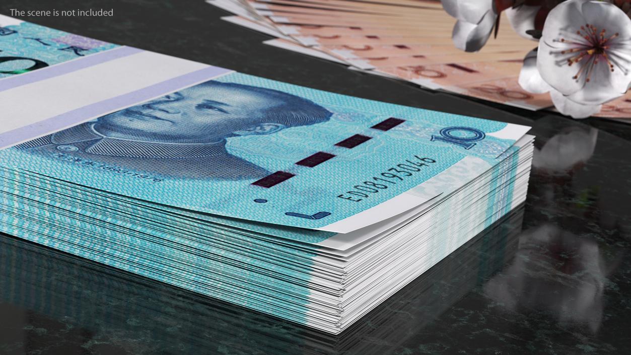 3D Pack of Chinese 10 Yuan 2019 Banknotes model